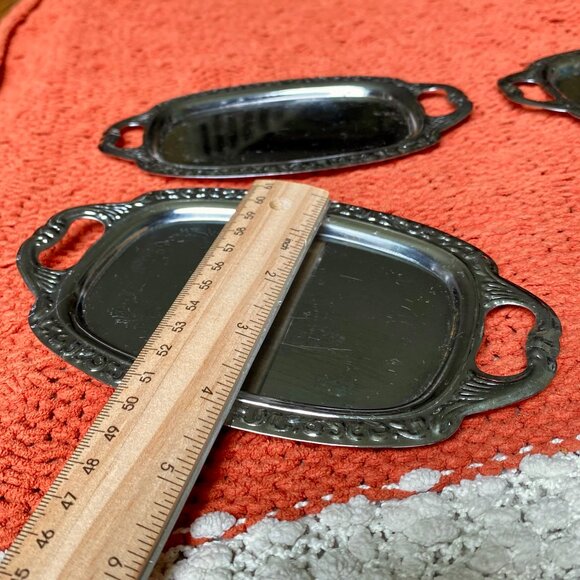 Single Mini Ornate Metal Trinket or Dessert Trays - Picture 3 of 7